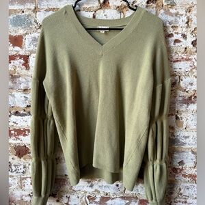 V-Neck Olive Green Women's Sweater